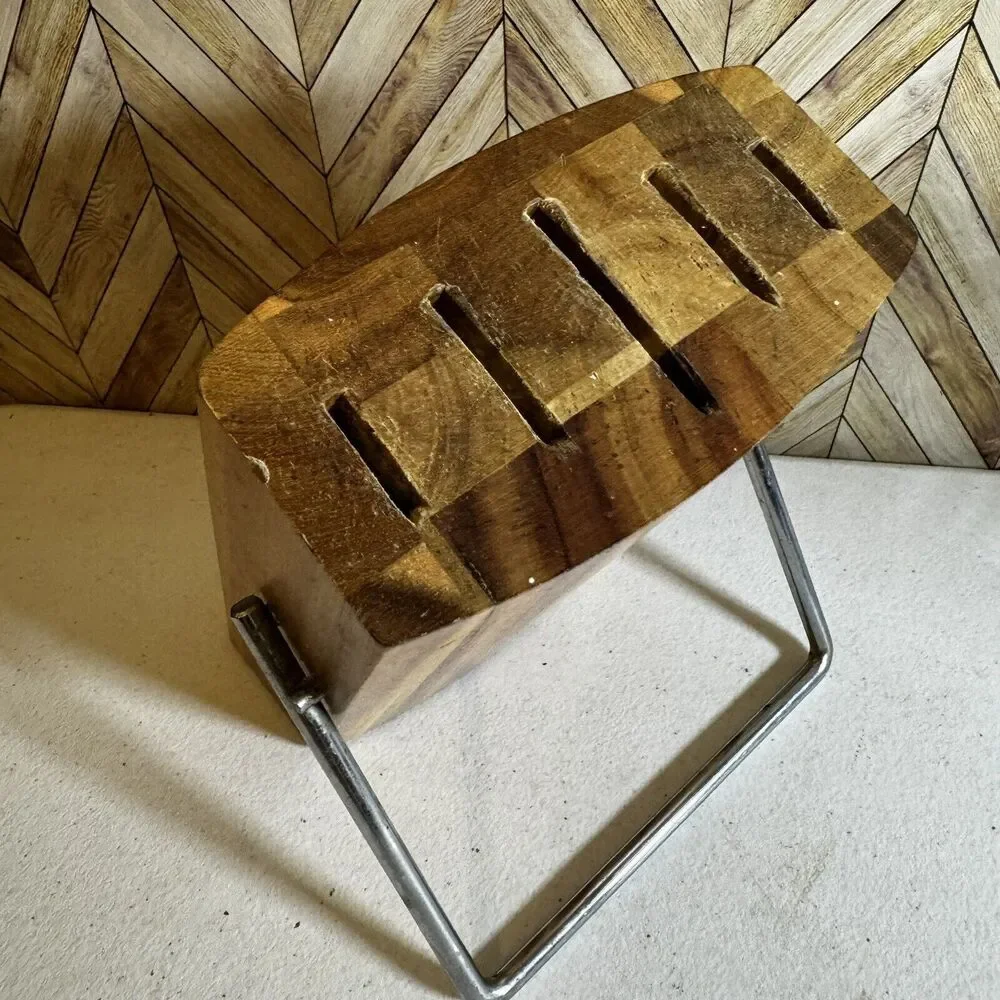 AICOCK Wooden Knife Block with metal kick stand [Item 0018]
